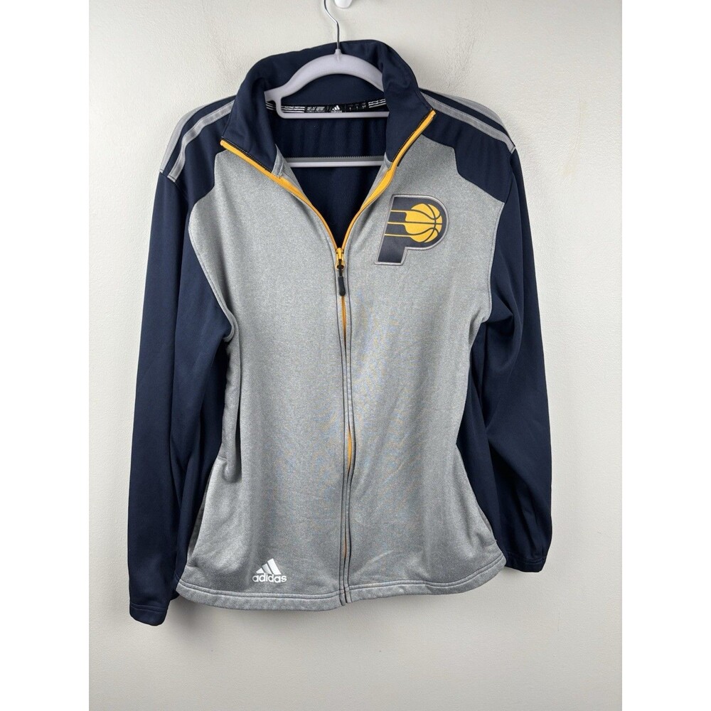 Adidas Indiana Pacers NBA Full Zip Jacket Gray/Navy/White Size Small